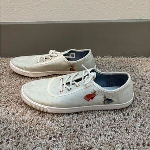 Cream Canvas Sneakers with Graphic Design